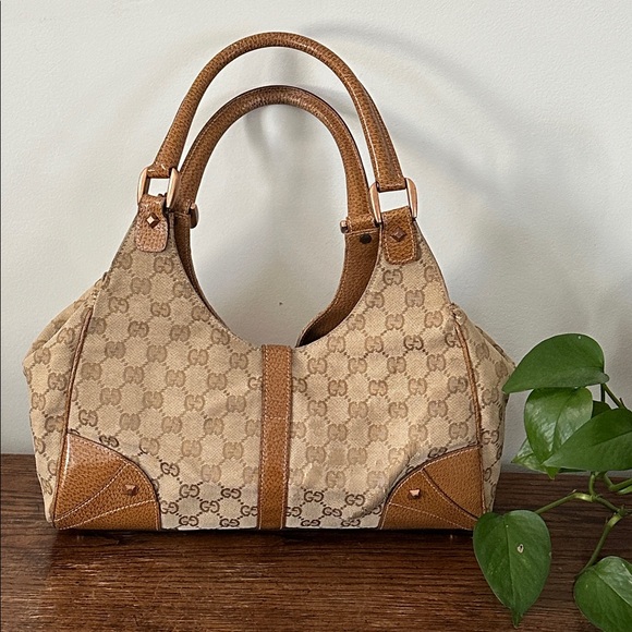 Vintage Gucci Beige and Brown Monogram GG Jackie Shoulder Bag 1244072123 - Picture 15 of 15